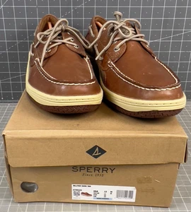 Sperry Billfish 3-Eye Boat Shoe Men's Lace up Casual Shoes Dark Tan 12 Leather - Picture 1 of 11