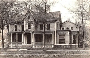 Norwich, NY New York GUERNSEY MEMORIAL LIBRARY Chenango County ARTINO Postcard - Picture 1 of 2