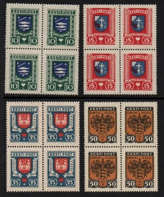 Estonia Scott B28-31 Coats of Arms blocks of 4 MNH - Image 1 of 2