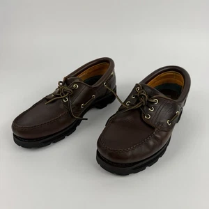 Timberland Authentics 3-Eye Lug Handsewn Men's Boat Shoes Brown UK10 - RRP £180 - Picture 1 of 10