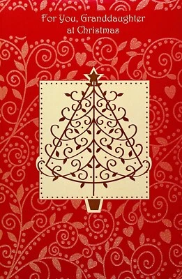 Loving CHRISTMAS Card FOR GRANDDAUGHTER, Embossed Glitter by Bella Greetings +✉