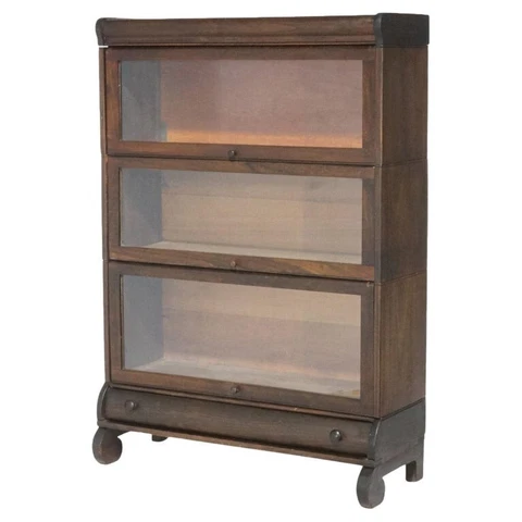 Antique Arts & Crafts Mahogany Three Stack Barrister Bookcase circa 1910 Cover