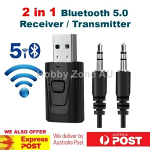 USB Bluetooth 5.0 Transmitter Receiver Audio Adapter AUX 3.5mm TV CAR PC Speaker - Picture 1 of 12