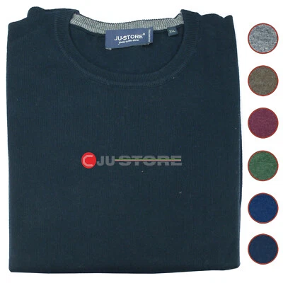 Maglia uomo girocollo misto lana rasata pari collo basso TAGLIE FORTI da M a 6XL