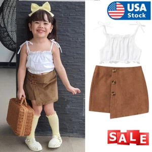 2PCS Summer Newborn Toddler Baby Girl Halter Tops Mini Skirts Outfit Clothes Set - Picture 1 of 10
