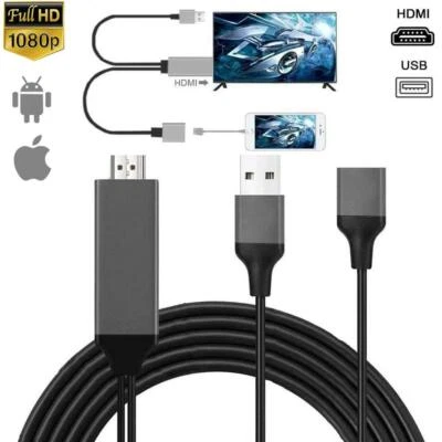 1080P HDMI зеркальный кабель телефон ТВ HDTV адаптер для iPhone 14 8 iPad Android - Изображение 1 из 4