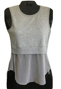 NWT BAILEY 44 Shark Attack Sheer Chiffon￼ Paneled￼ Sleeveless Grey￼ Top, S, $141 - Picture 1 of 6