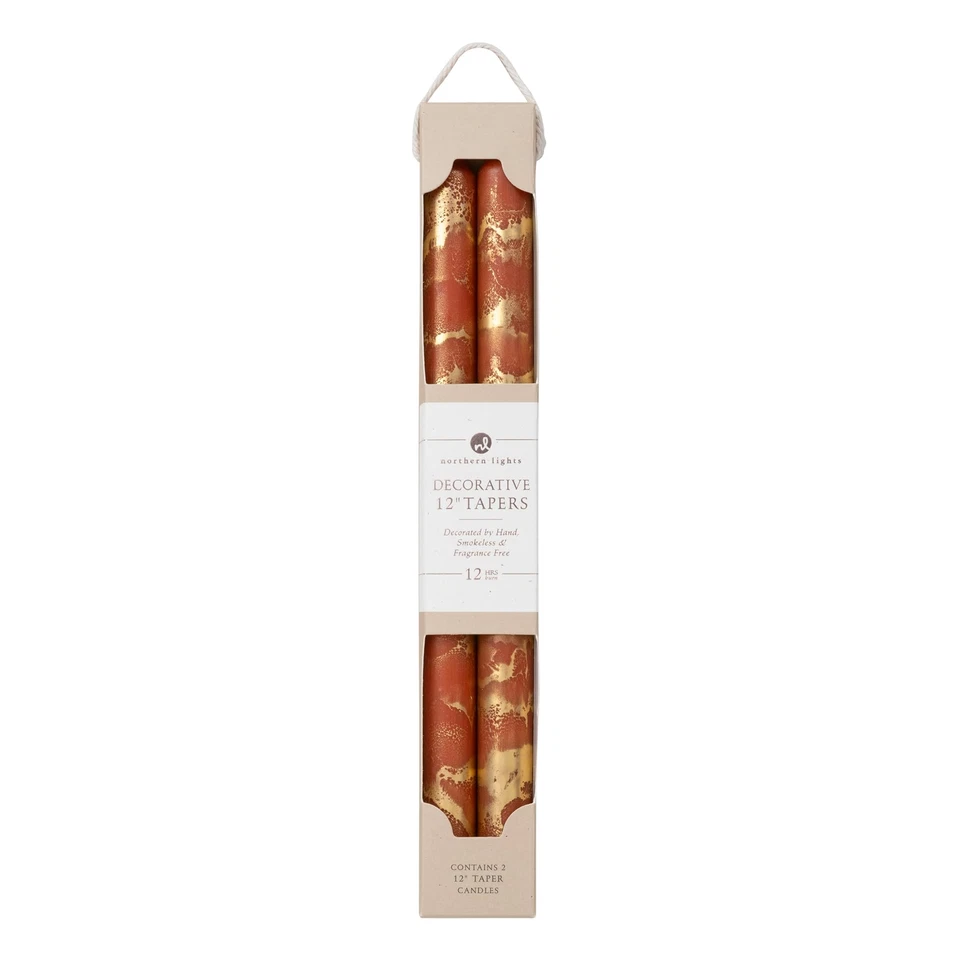 Premium Decorative Tapers - 12" 2PK - Terra Cotta w/Gold - 73301 - Image 1 of 4