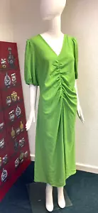 BNWT M&S V-Neck Ruched Midi Dress lime green Size 18 RRP£39.5 - Picture 1 of 11