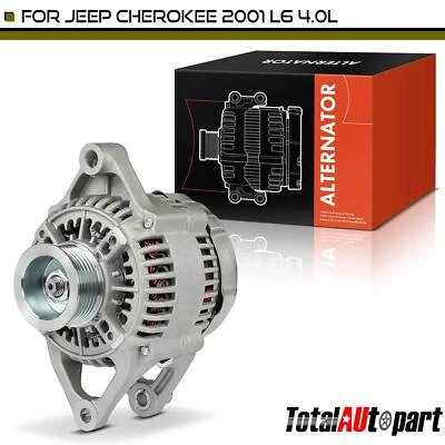 Alternador para Jeep XJ Cherokee 2001 L6 4,0 L 117 amperios 12 voltios CW polea de 6 ranuras Foto 1 de 4