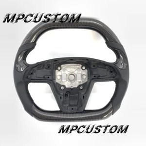 heating bon Fiber Steering Wheel Fit for Tesla Model S X 2014-2023 Flat Top - Picture 1 of 10