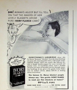 1941 Ivory Flakes Laundry Detergent Vintage Print Ad St. Marys Ramona Blanket - Picture 1 of 1