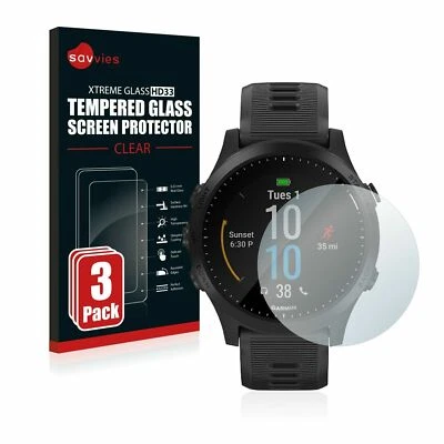Garmin Forerunner 945 , 3 x Savvies® Xtreme HD33 Tempered Glass Screen Protector - Imagen 1 de 4