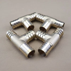 4PC Tee3 Way 3/4"19mm Brass Hose Barb Fitting Pipe Tubing Splicer Fuel Water Gas - Picture 1 of 5