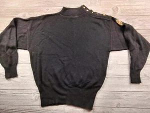 Meister black ski sweater  vtg wool blend, sz Adult Large Gold Detail - Picture 1 of 7