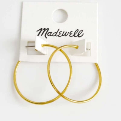 New 38mm MadeWell Minimalist Open Thin Hoop Earrings Retro Women Daily Jewelry - Image 1 of 3