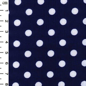 100% Cotton Fabric Navy Blue & White Spot Polka Dot Craft Fabric Material Metre