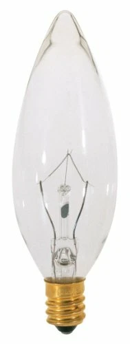 Satco S3230 120V Torpedo Candelabra Base 15-Watt B9.5 Light Bulb, Clear - Image 1 of 1