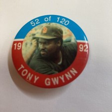 Vintage Major League Baseball 1992 Tony Gwynn Badge Pinback Button Round Photo