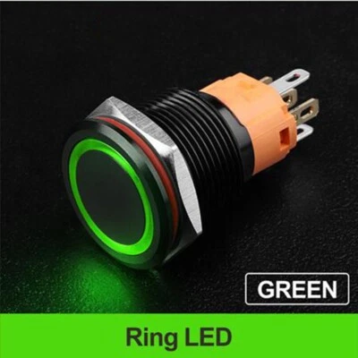 Interruptor pulsador de óxido de aluminio iluminado anillo momentáneo LED tricolor 22 mm Foto 1 de 4