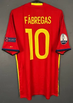 MEN'S PLAYER ISSUE SPAIN 2015/2016 FABREGAS SOCCER FOOTBALL SHIRT JERSEY SIZE L - Image 1 of 4