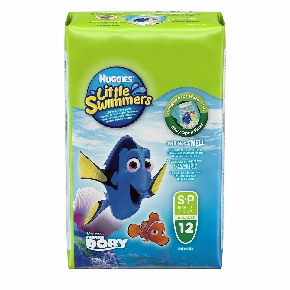 Huggies Little Swimmers Disposable Swim Diapers - Size Small, 12 Count, Pink/Blue