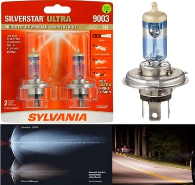 Luz de cabeça Sylvania SilverStar Ultra 9003 HB2 H4 60/55W duas lâmpadas feixe alto baixo - Imagem 1 de 4