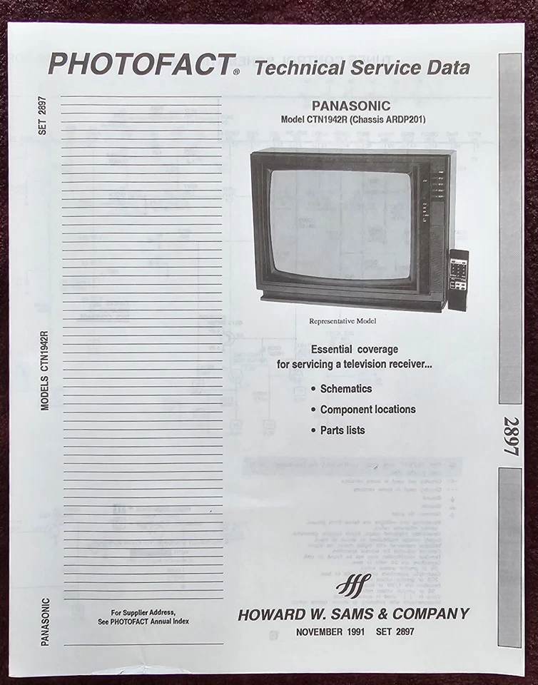 Manual de servicio Sams Photofact 2897 para Panasonic CTN1942R Foto 1 de 1
