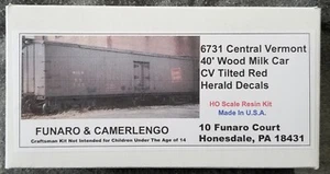 Funaro F&C 6731 CENTRAL VERMONT 40' Wood MILK REEFER Car Tilted Red CV Herald - Picture 1 of 10