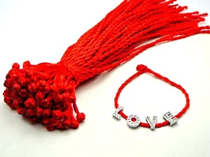 50 Brazalete de cuerda trenzado rojo de la suerte 2 mm cuerda de joyería cuerda para dije deslizante - Imagen 1 de 9
