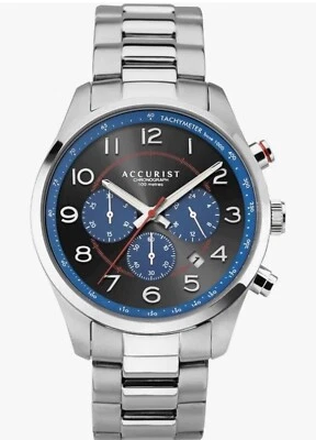 Accurist 7408 Chronograph Blue Grey Dial RRP £129.99 Mens Quartz 2Yr Guar Watch - image 1 of 3