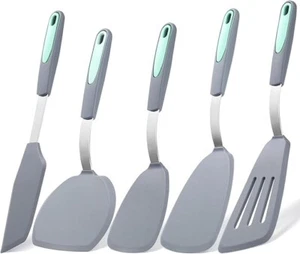 5 Pieces Silicone Spatula Set, Non-Stick Silicone Turner Spatulas - Picture 1 of 9