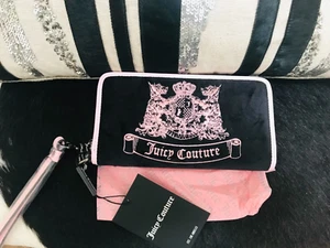NEU JUICY COUTURE SCHWARZ SAMT & ROSA ZWILLING HUNDE DESIGN ARMBAND HANDTASCHE - Bild 1 von 7