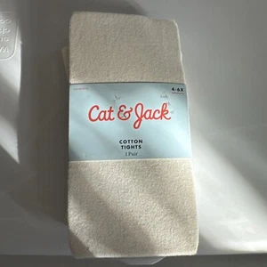Cat and Jack Girls Cotton Tights Size 4-6x Almond Color 1 Pair Footed - Picture 1 of 2