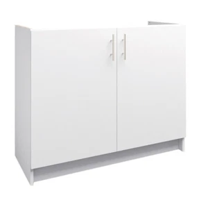 Küchen Spülenschrank 100cm Weiß Matt – 1000mm Spülenunterschrank Küchenschrank - Bild 1 von 6