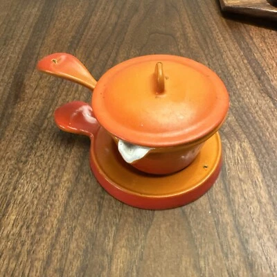 Vintage Descoware Enamel Cast Iron Orange Made In Belgium Mini Salesman Sample - Image 1 of 4