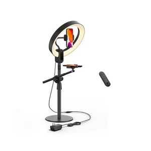 12" Ring Light with Stand and Phone Holder,Overhead Phone Stand,2 Phone Holde... - Picture 1 of 6