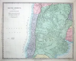SÜDAMERIKA, CHILE, ARGENTINIEN Stanford original antike Karte c1850 - Bild 1 von 1