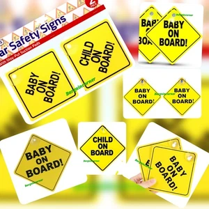 Baby On Board Car Sign Baby Chold On Board Easy Suction Cup Holder Baby Safety - Picture 1 of 21