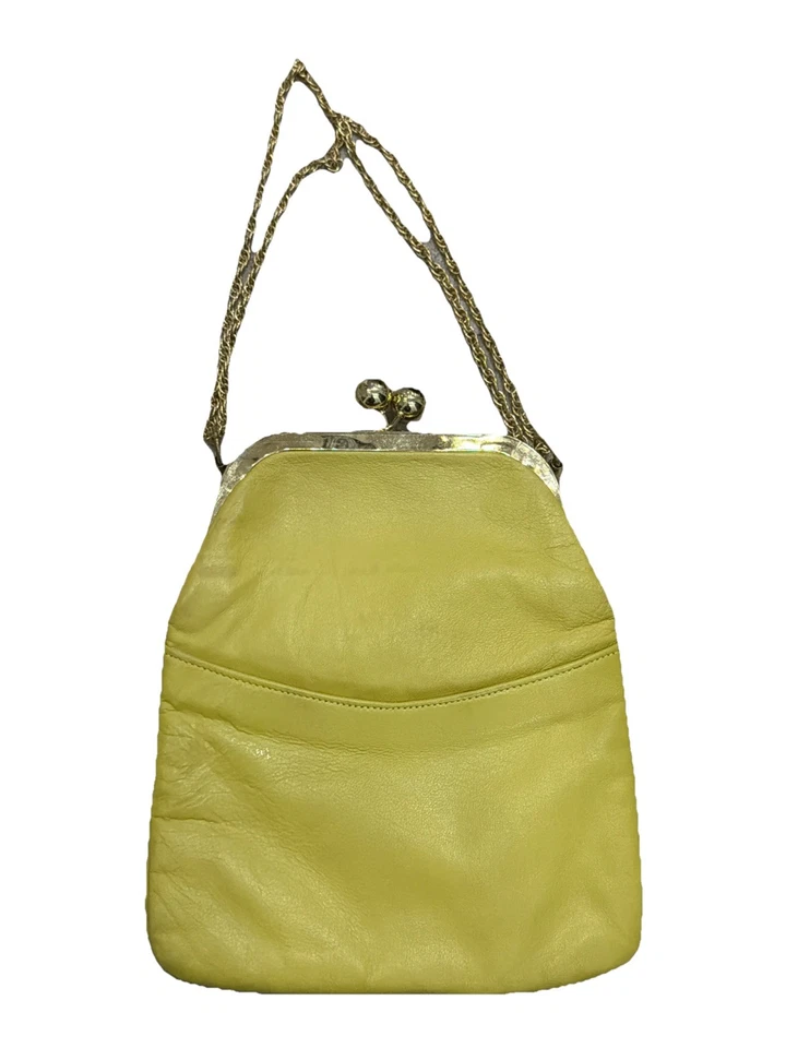 Bolso de hombro vintage TRIANGLE New York para mujer con cadena dorada amarillo Foto 1 de 4
