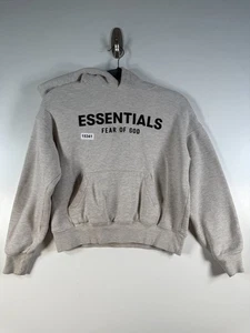 Essentials Fear Of God Kids Pullover Fleece Cropped Hoodie Gray Size Medium (8) - Picture 1 of 16