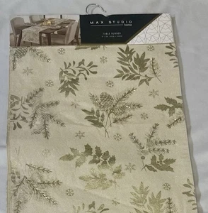 Max Studio Urlaub Tischläufer - Metallic Gold - Silber Perlen - 16" x 90" - Neu mit Etikett - Bild 1 von 8