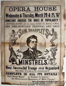 Original 18678 Sam. Sharpley's Minstrels Broadside - Picture 1 of 1