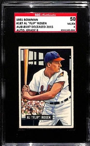 1951 Bowman #187 Al "Flip" Rosen - Auto - SGC 4 - Picture 1 of 2