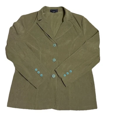 Elementz Women’s XL Olive Green Blazer Button Up Jacket Faux Suede Coat - Image 1 of 4