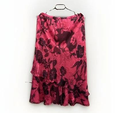 Women’s JACQUES VERT Silk Viscose Layered  Midi Skirt UK16 Pink Black - Image 1 of 4