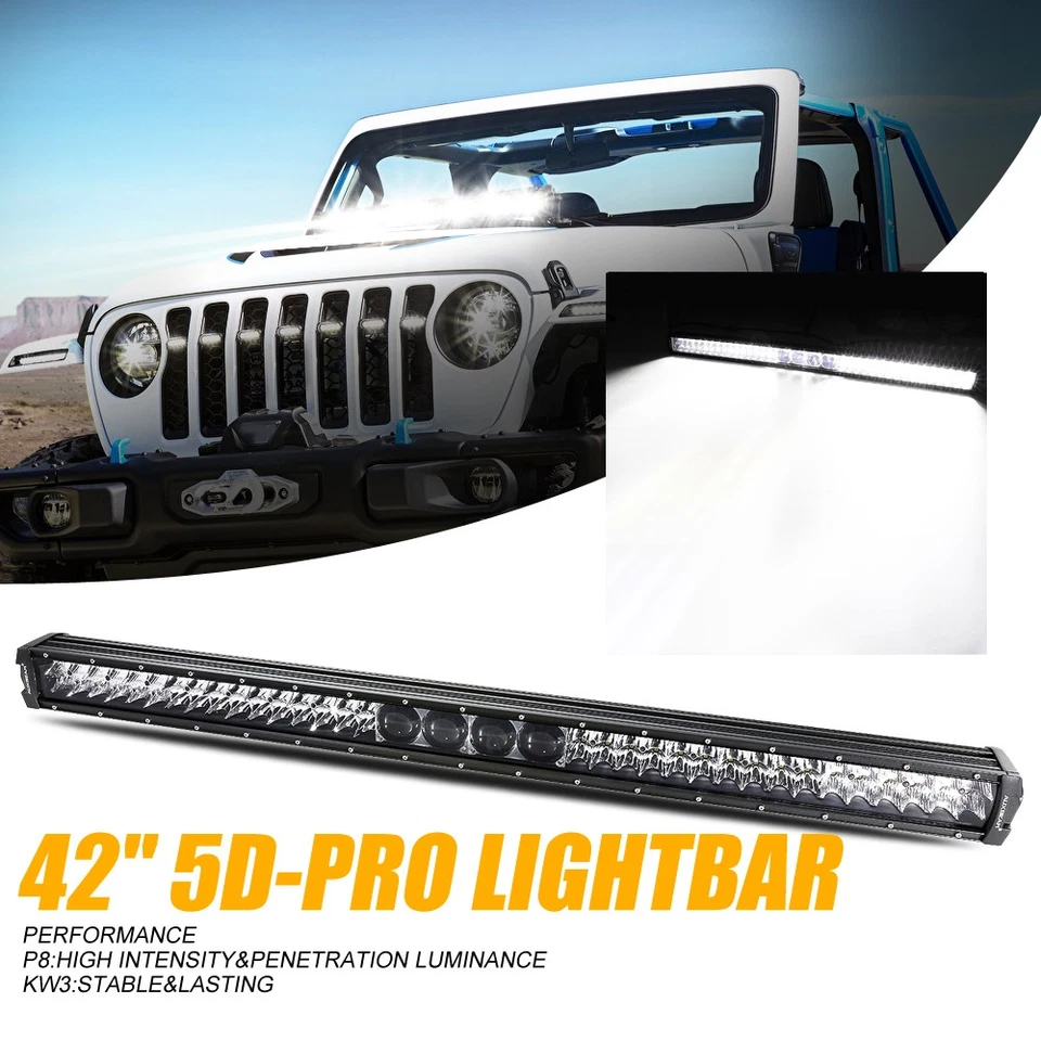 AUXBEAM 42" Inch LED Head Light Bar 5D-PRO Driving Work Lamp for Offroad SUV ATV Foto 1 de 4