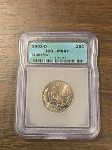 2003 D ICG MS67 Alabama AL State Quarter - Picture 1 of 2