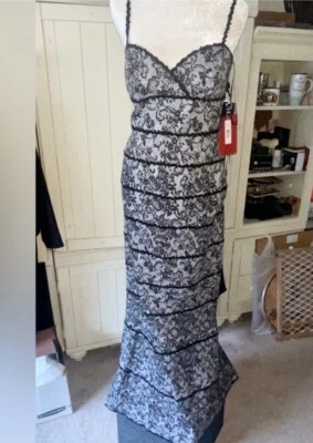 JS Collection Women’s Long Mermaid Dress Zipper Back SZ 8 Cotton Blend - Image 1 of 4