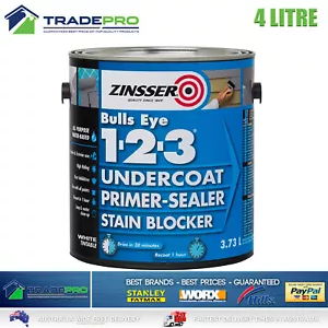 Paint White 4Ltr Zinsser® Premium Bulls Eye 3in1 Primer Sealer Undercoat 4 Litre - Picture 1 of 4